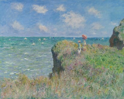 Impressionism art of woman by the sea